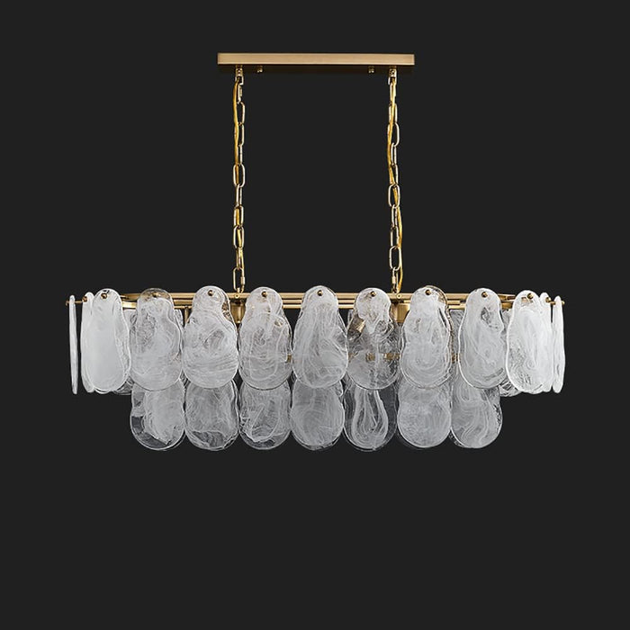 Gold Multi-Tier Lantern Pendant Lighting,Cloud Glass Metal Kitchen Island Chandeliers Hanging Ceiling Light Fixtures