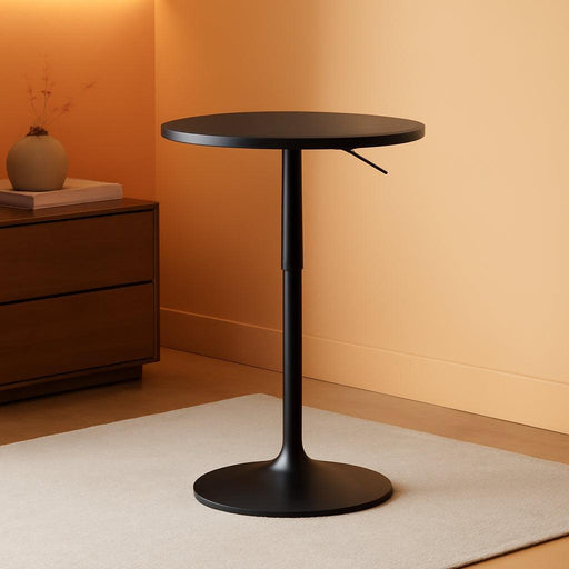 Bistro Pub Table Height Adjustable round 23.6 Inch Bar Table, 360°Swivel Cocktail Table for Dining Room, Party, Café (1, Black)