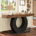 63-Inch Console Sofa Table, Rustic Industrial Farmhouse Entryway Table, Narrow Long Couch Console behind Sofa with Black Circle Base for Living Room Hallway, Rustic Brown