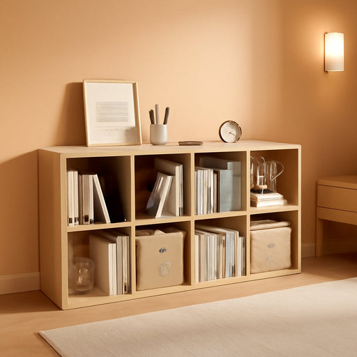 EightCube Organizer Bookcase Stackable Open Shelf Oak