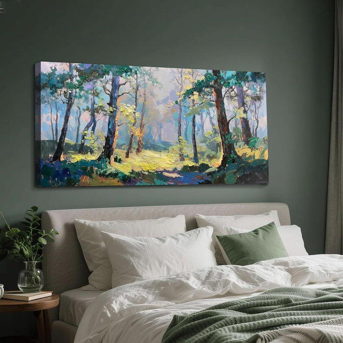 Forest Wall Art for Living Room 48"X24", Botanical Nature Scenery Wall Decor, Tree Landscapes Canvas Painting Artwork for Home Hallway Dining Room Office Bedroom