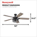 Ceiling Fans Carnegie Industrial 52 Inch Ceiling Fan with Light, Remote Control Fan, LED Indoor Fan with 5 Blades, Gray Pine and Brown Chestnut Blade Finish Options, Matte Black (50614-01)