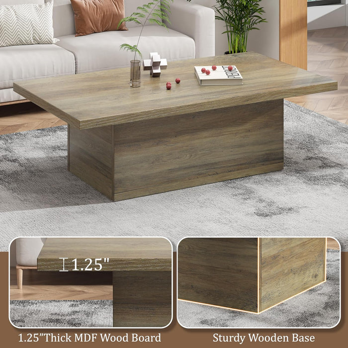 Farmhouse Coffee Table, 47.25" Modern Center Tables Wood Cocktail Table, Scratch-Resistant Accent Table with Sturdy Frame for Living Room, Home Office & Lounge