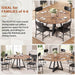 round Dining Table Kitchen Dining Room Circle Dinner Pedestal Table for 4, Space Saving Wood Kitchen & Dining Room Furniture (Rustic Brwon)