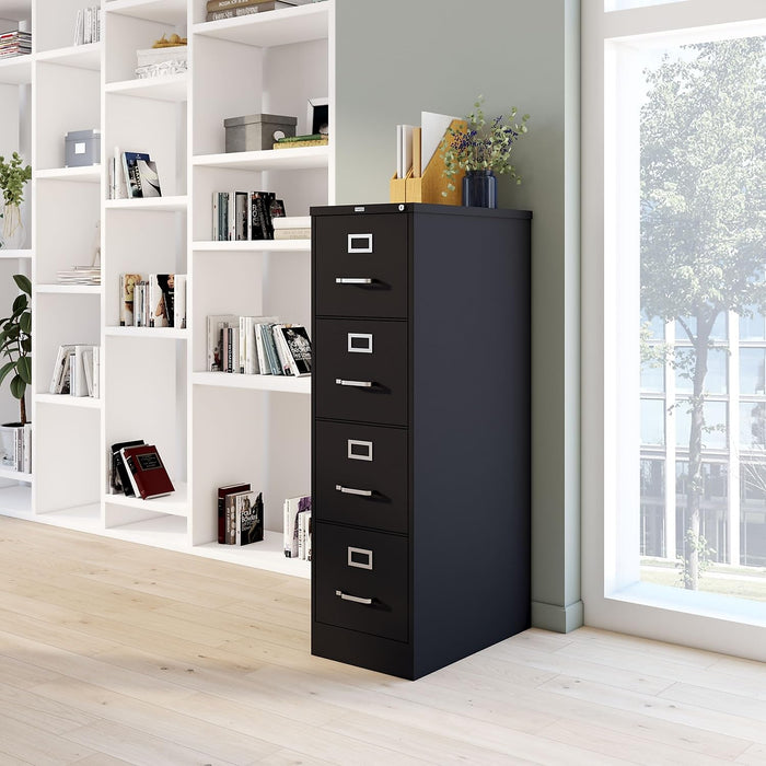 4-Drawer Vertical File Cabinet, Letter, Lockable, Black
