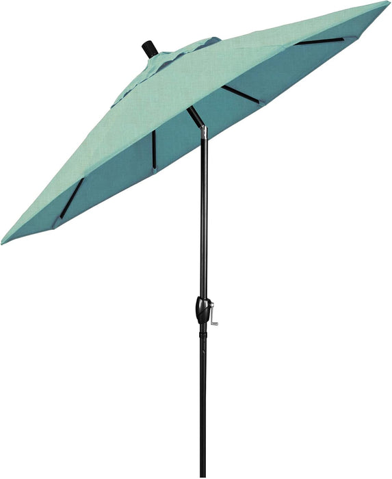 9' round Aluminum Market Umbrella, Crank Lift, Push Button Tilt, Black Pole, Sunbrella Spa