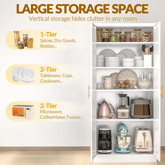 71 Inch IndustrialGrade Steel Storage Cabinet White