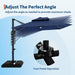 10 Ft Solar Lights Cantilever Patio Umbrella with Base Included, 360° Rotation Offset Umbrella, Easy Crank & Tilt Adjustment, UV Protection for Backyard, Poolside, Deck -Navy Blue