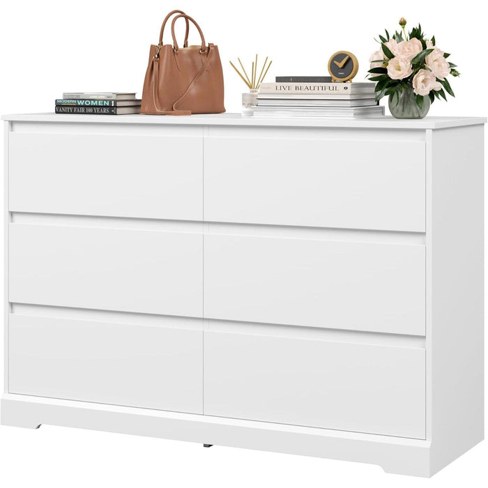 White 6-Drawer Dresser with Deep Storage