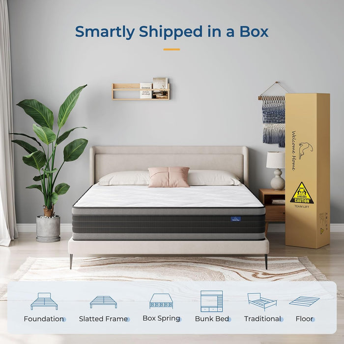 Twin XL Mattress, 12 Inch Hybrid Twin XL Size Mattress in a Box, Memory Foam and Individually Pocket Spring, Innerspring Mattress for Pressure Relief and Supportive, Medium Firm