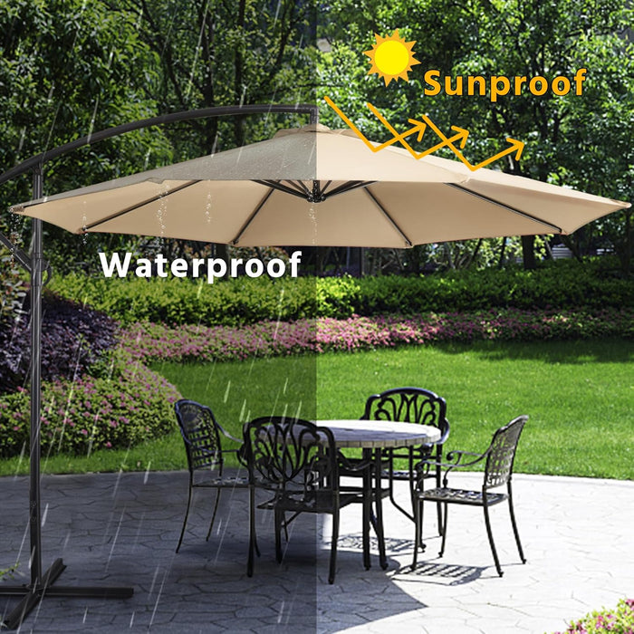 10ft Cantilever Patio Umbrella Weather Resistant Tan UVProtected