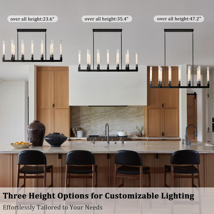 Black Farmhouse Dining Room Linear Chandelier Fixture