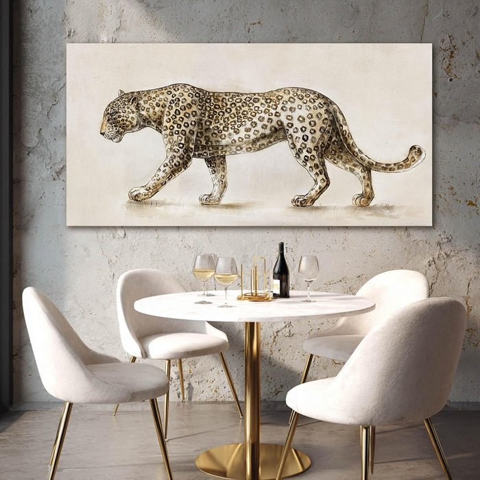 Leopard Canvas Wall Art, Neutral Textured Big Cat Art Prints, Modern Wildlife Wall Decor for Living Room Bedroom Office 20X40 Inch