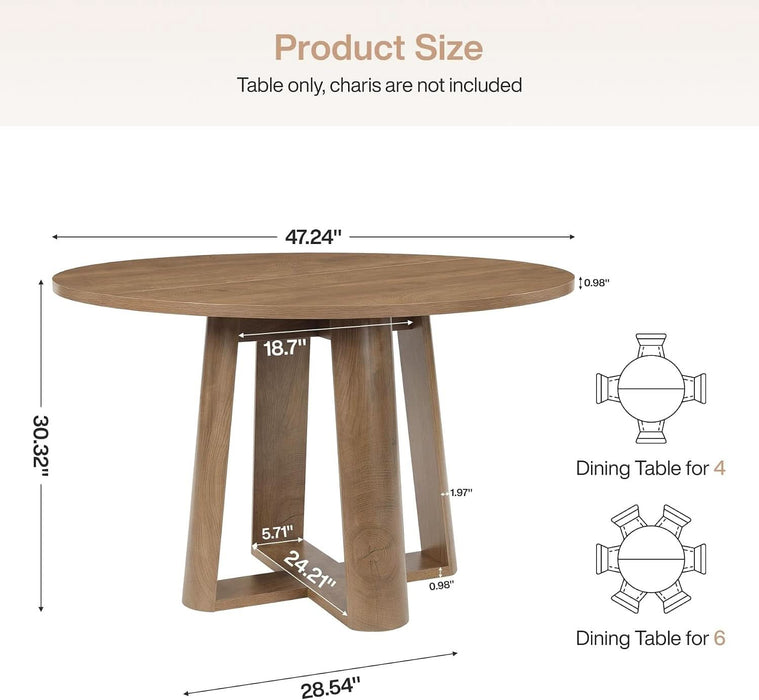 round Dining Table for 4-6 People, 47-Inch Kitchen Table