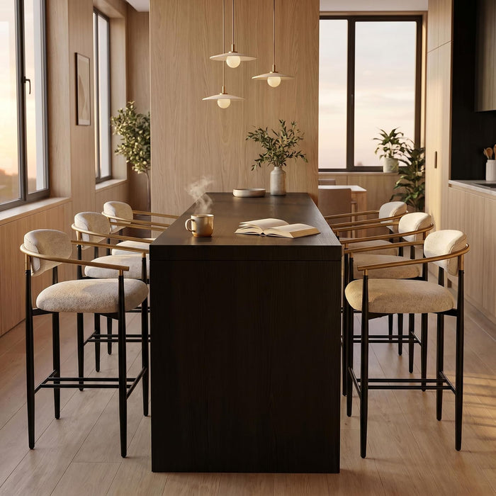 Counter Height Bar Stools Set of 2, 20.5" Extra Wide Seat Bar Chairs with Back, Upholstered Fabric Barstools for Kitchen Island Home Bar, Metal Legs, 25.5" Seat Height,Camel