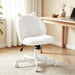 Vanity Chair with Cat Back,Armless Small Office Desk Chair,White