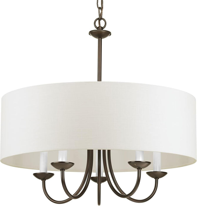 Five Light Chandelier Fixture White Textured Bronze