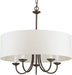 Five Light Chandelier Fixture White Textured Bronze