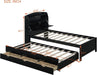 Twin Size Wooden Platform Bed with Trundle & LED Storage Headboard - 3 Drawers, Wood Twin Captain Bed with USB Outlets and Hidden Flip-Up Compartment for Kids Teens Boys Girls (Espresso)