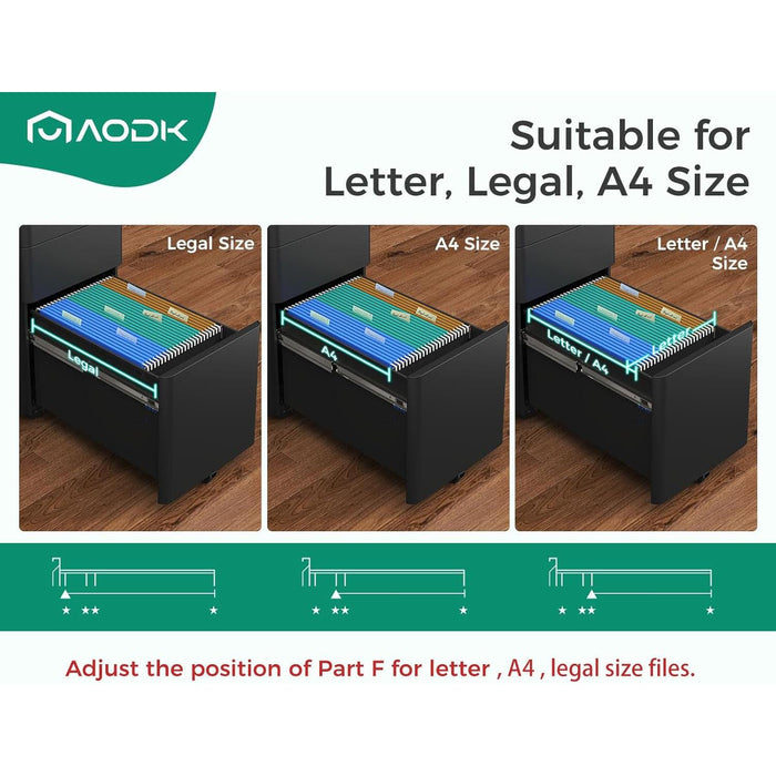 Locking 3-Drawer Rolling File Cabinet