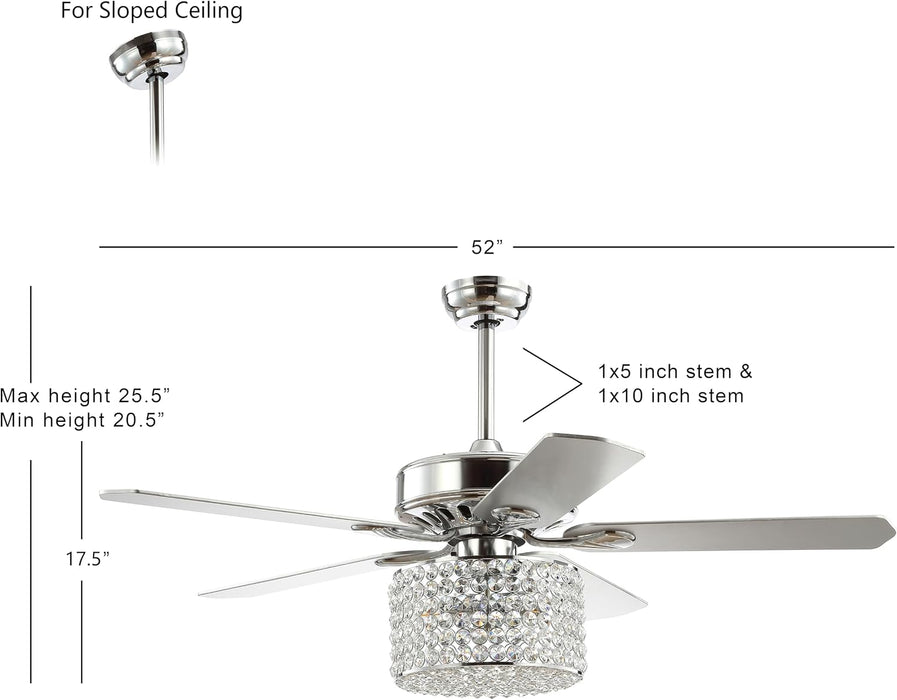 52InchChromeCrystalPrismLEDDrumCeilingFanWithRemoteControl