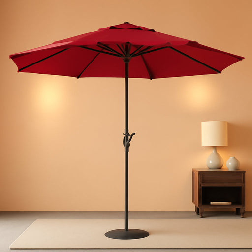 3 Tier 9 Ft Outdoor Patio Umbrella with Tilt and Crank, Red