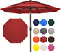 3 Tier 9 Ft Outdoor Patio Umbrella with Tilt and Crank, Red