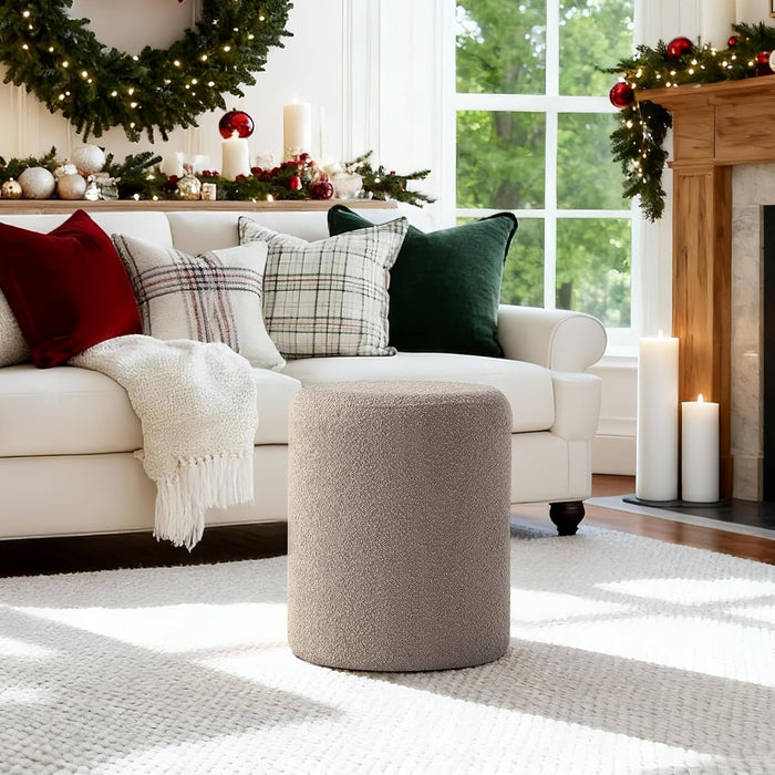 Modern round Ottoman with Soft Padded Seat, Multifunctional Vanity Stool for Makeup, Upholstered Footrest Stool Ottoman Foot Stool for Living Room, Bedroom