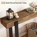 63-Inch Long Console Table, Solid Wood Sofa Table behind the Couch with Metal Support, Farmhouse Entryway Furniture for Entrance, Hallway, Living Room, Rustic Brown & Black