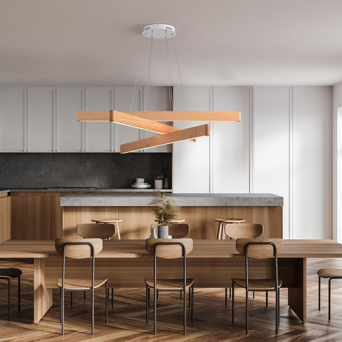 Handcrafted Premium Solid Ash Wood ThreeLight Pendant