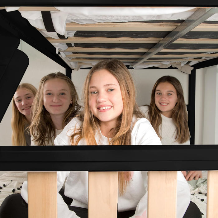 Max Lily ScandinavianModernMinimalist TwinOverFull Bunk Bed Wood