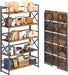 Extra Wide 5 Tiers No Assembly Book Shelves, 51.2" H Folding Bookshelf Bookcase Open Industrial Foldable Shelves for Bedroom, Living Room, Home Office - Rustic Brown Black
