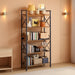 Extra Wide 5 Tiers No Assembly Book Shelves, 51.2" H Folding Bookshelf Bookcase Open Industrial Foldable Shelves for Bedroom, Living Room, Home Office - Rustic Brown Black