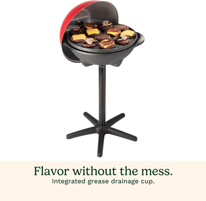 Indoor/Outdoor Electric Grill, 2-In-1 Portable BBQ with Nonstick Cooking Surface, Electric Grill Outdoor with Adjustable Heat, Stand/Tabletop Options for Cookouts, Barbecues, Small Spaces