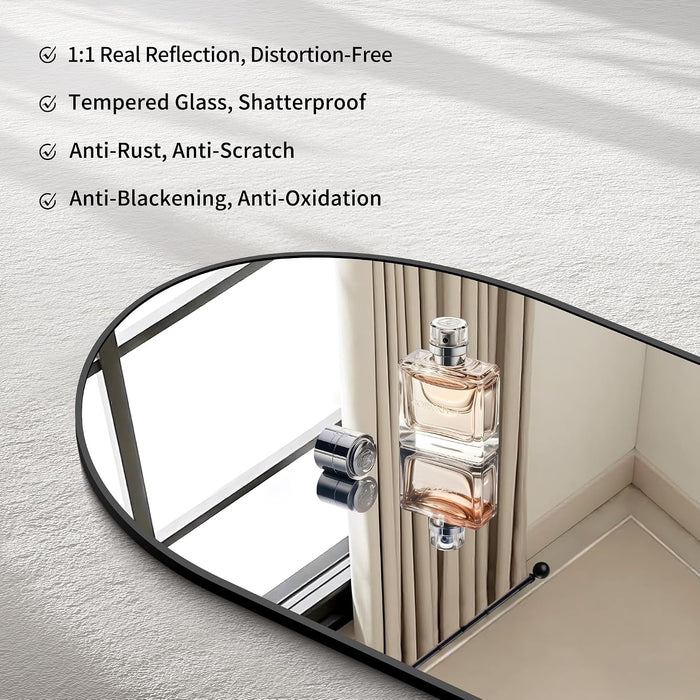 Arched Wall Mirror, 42"X42" Black Arched Mirror for Entryway Table