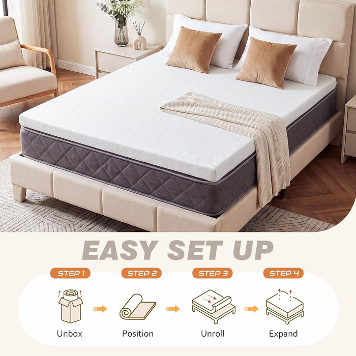 3 Inch Queen Gel Memory Foam Mattress, Cooling Gel Infused Pressure Relief Mattress, Non Slip with Removable Washable Cover, Certipur-Us & Oeko-Tex Certified