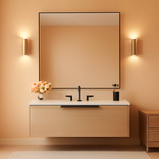 Black Bathroom Mirror for Wall, 36X40 Inch Rectangle Mirrors with Metal Frame, Modern Vanity Wall Mirror Decor for Entryway Hangs, Bathroom Living Room Horizontal or Vertical