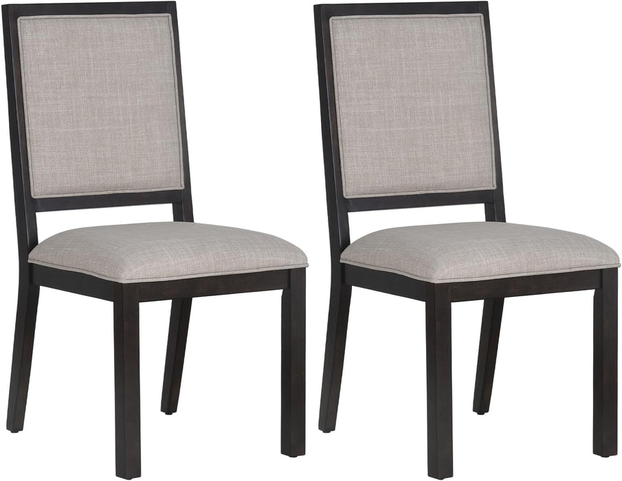 Wood Dining Chairs Set of 2, Mid Century Modern Upholstered Kitchen Chairs,19 Inch Fabric Dining Chair with Back for Kitchen Dining Room,Brown