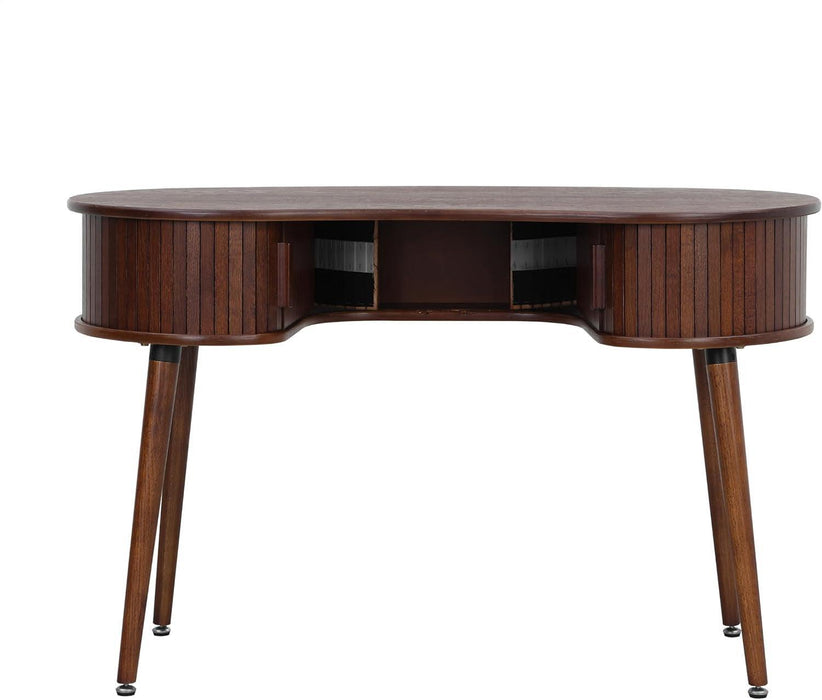 Ripple Desk Dark Walnut VerticalGroove Concealed Drawers