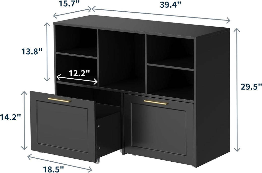 IndustrialGrade Black Lateral File Cabinet With Drawers