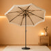 9Ft Patio Umbrella with Fringe, 2-Tier Outdoor Boho Umbrella with Tassels, Crank Handle, Push Button Tilt, Sun-Protective Canopy, 8 Ribs for Deck Backyard Poolside