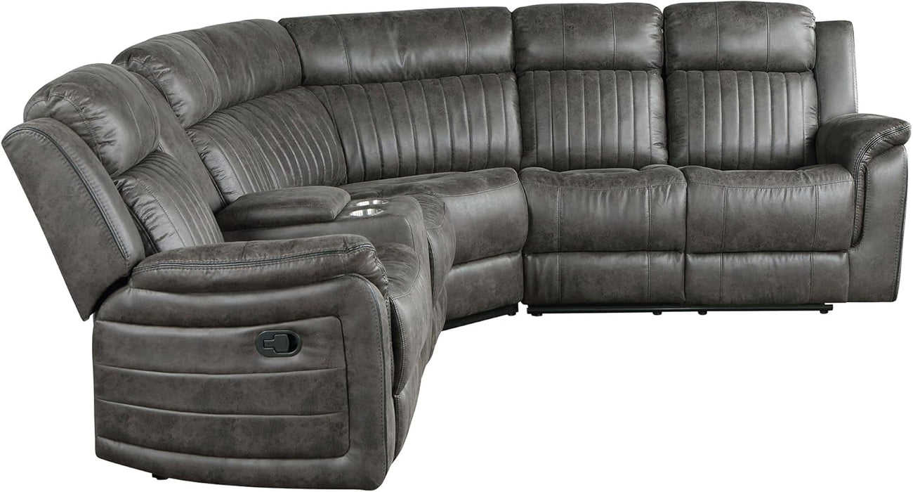 Brown Reclining Sectional Sofa with Storage & Cup Holders