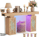 47.2" Extra Thick Entryway Table with Hollow Carved Storage Legs, 300+ Lbs Load Console Table with Reversible Outlets & RGB Light, Space-Saving Wood Sofa Table for Hallway Foyer, Natural Oak