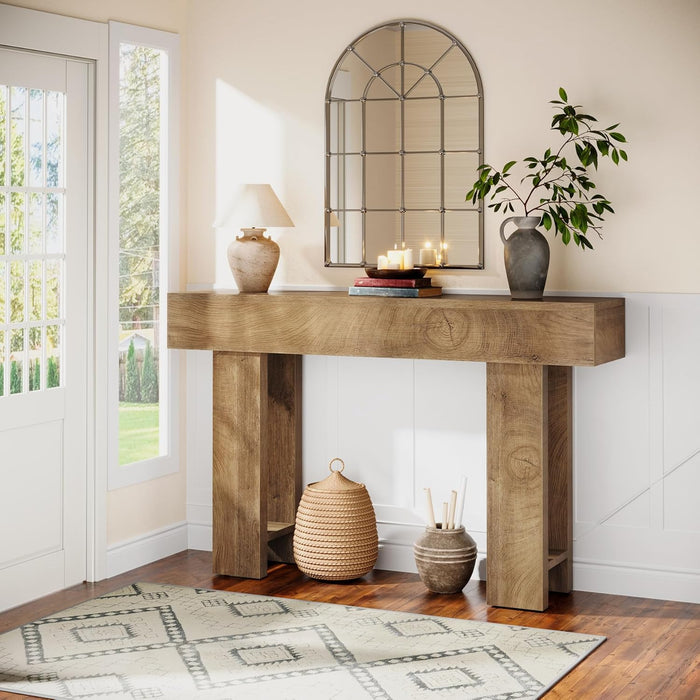 Cealform Console Tables for Entryway, 47.2 Inches Long Sofa Table behind Couch, Farmhouse Wooden Style Entry Way Table for Living Room, Hallway, Entrance, Foyer (Light Brown)