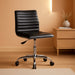 Alan Low Back Designer Armless Black Ribbed Swivel Task Office Chair