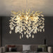 Gold Tree Branch Crystal Chandelier 18-Inch, Crystal Chandelier for Dining Room 6-Light, Hanging round Raindrop Chandeliers for Living Room E12