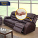 Grayson 3 Piece Living Room Recliner Set Include Love Seat, Sofa and Chair, Brown