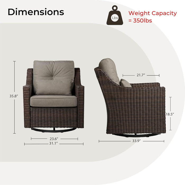 Patio Wicker Chair, 360° Rocking Swivel Outdoor Rattan Chair with Thickened Cushions for Backyard, Poolside, Garden or Porch