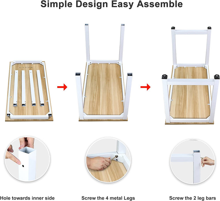 Computer Desk, 47 Inch Modern Simple Office Desk Computer Table Study Writing Desk for Home Office, Light Walnut