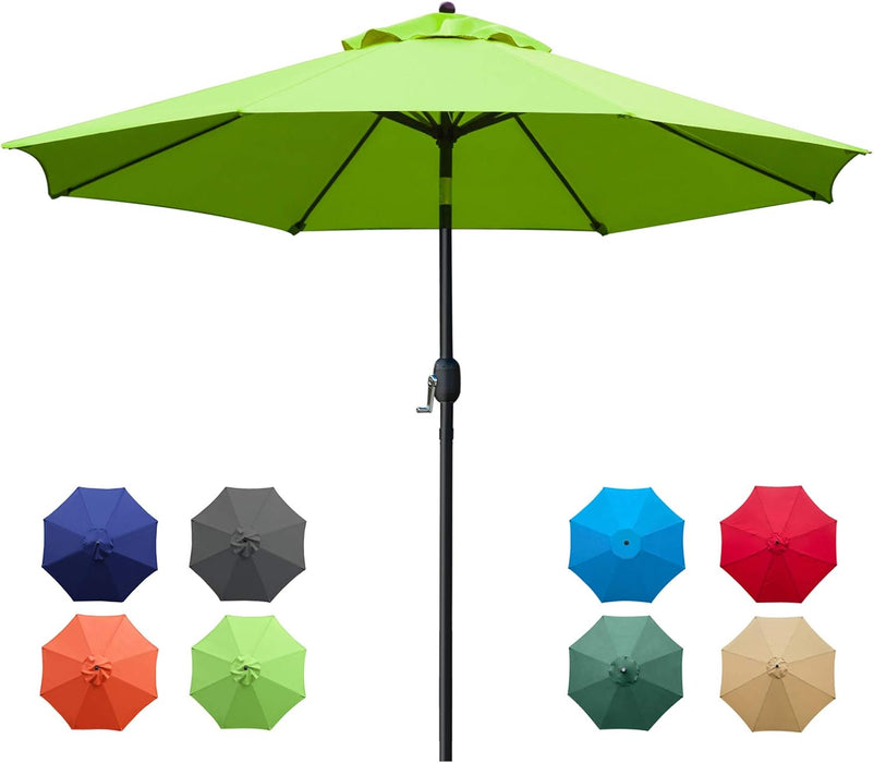 9Ft Patio Umbrella Outdoor Table Umbrella with 8 Rib Grass Green